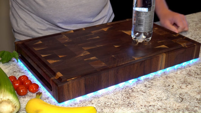 LED cutting board / chopping board. 4K video.