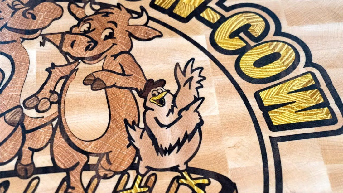 Pig-Chicka-Cow-Cow cutting board, batcher blok for Lee from Florida. CNC Woodworking.