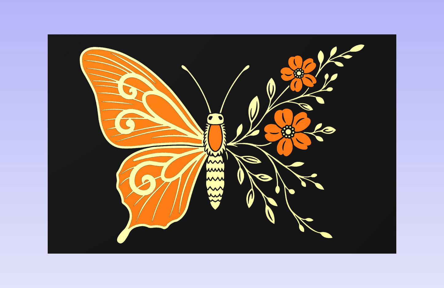 One-Wing Butterfly 19x12" CNC inlay plan