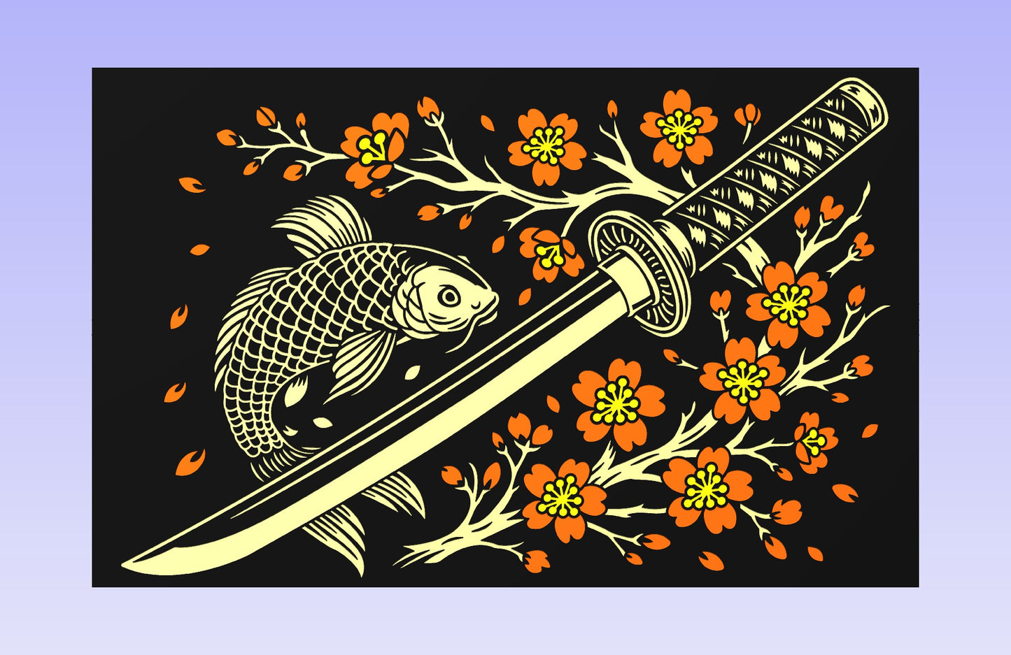 Blade and Blossom 18x12" CNC inlay plan