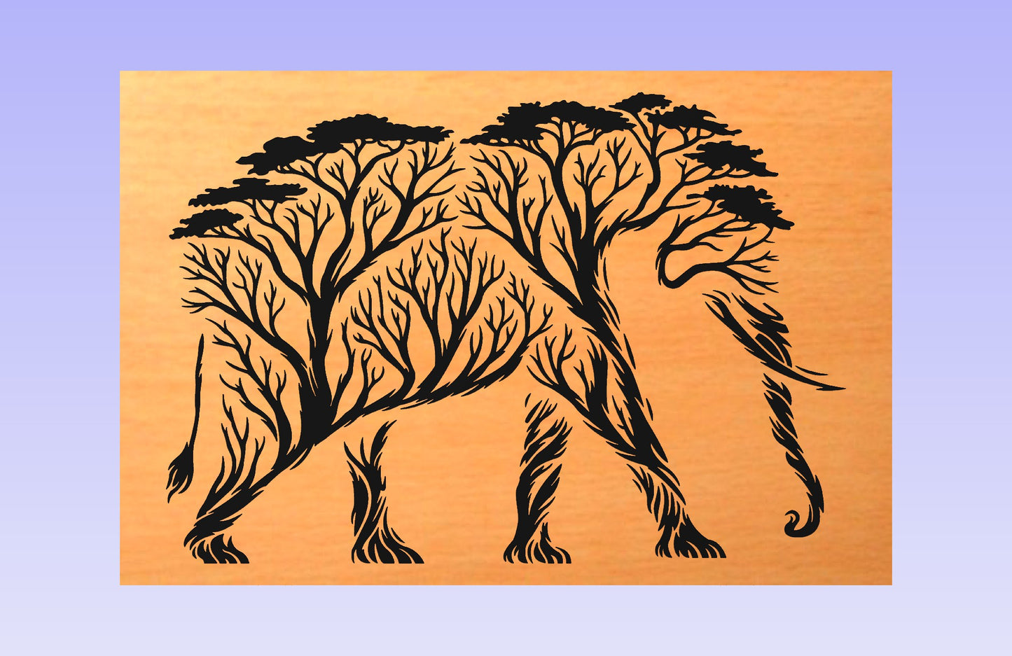 Acacia Elephant 18x12" CNC inlay plan