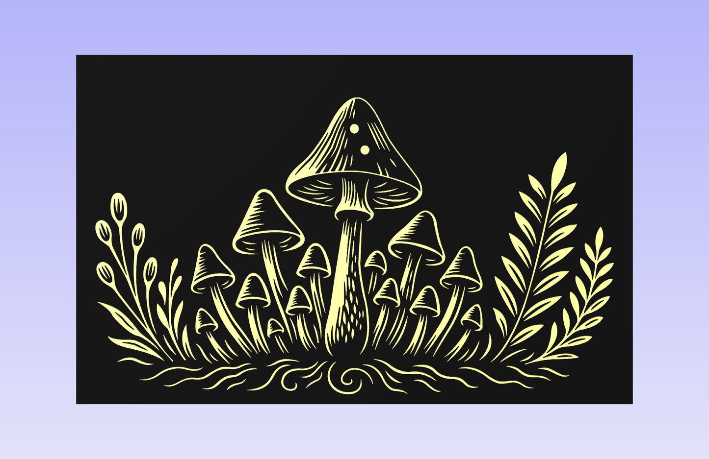 Mushroom Family 19x12" CNC inlay plan