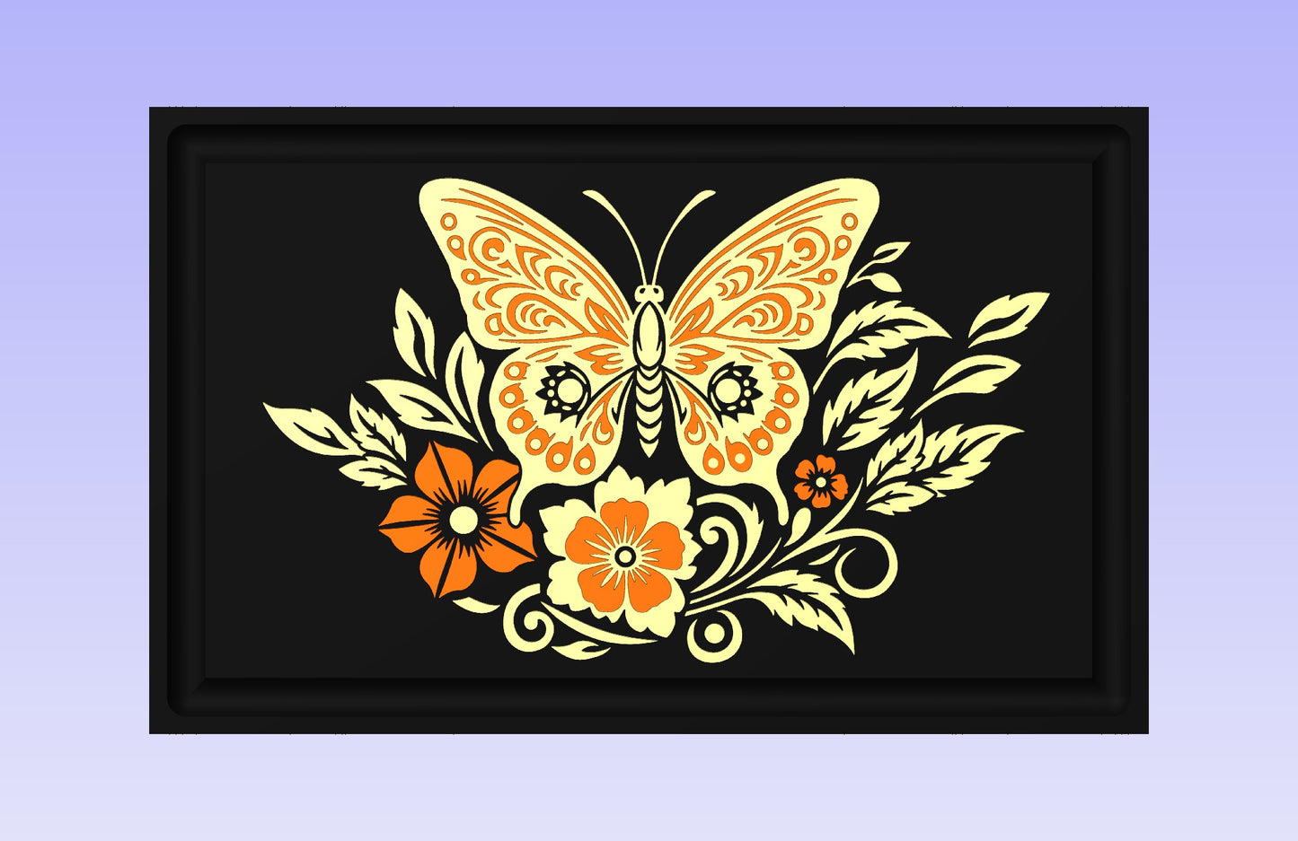 Butterfly Bloom 19x12" CNC inlay plan