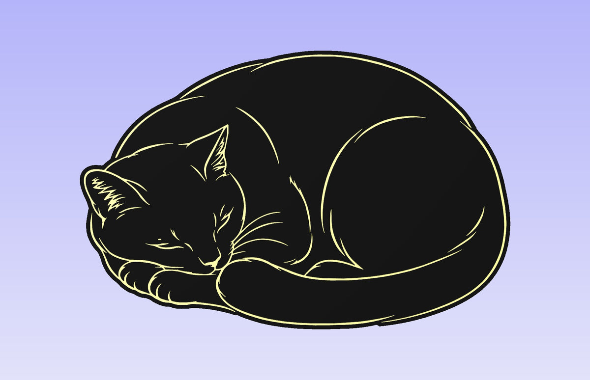 Sleeping Cat 19 x 12" CNC inlay plan