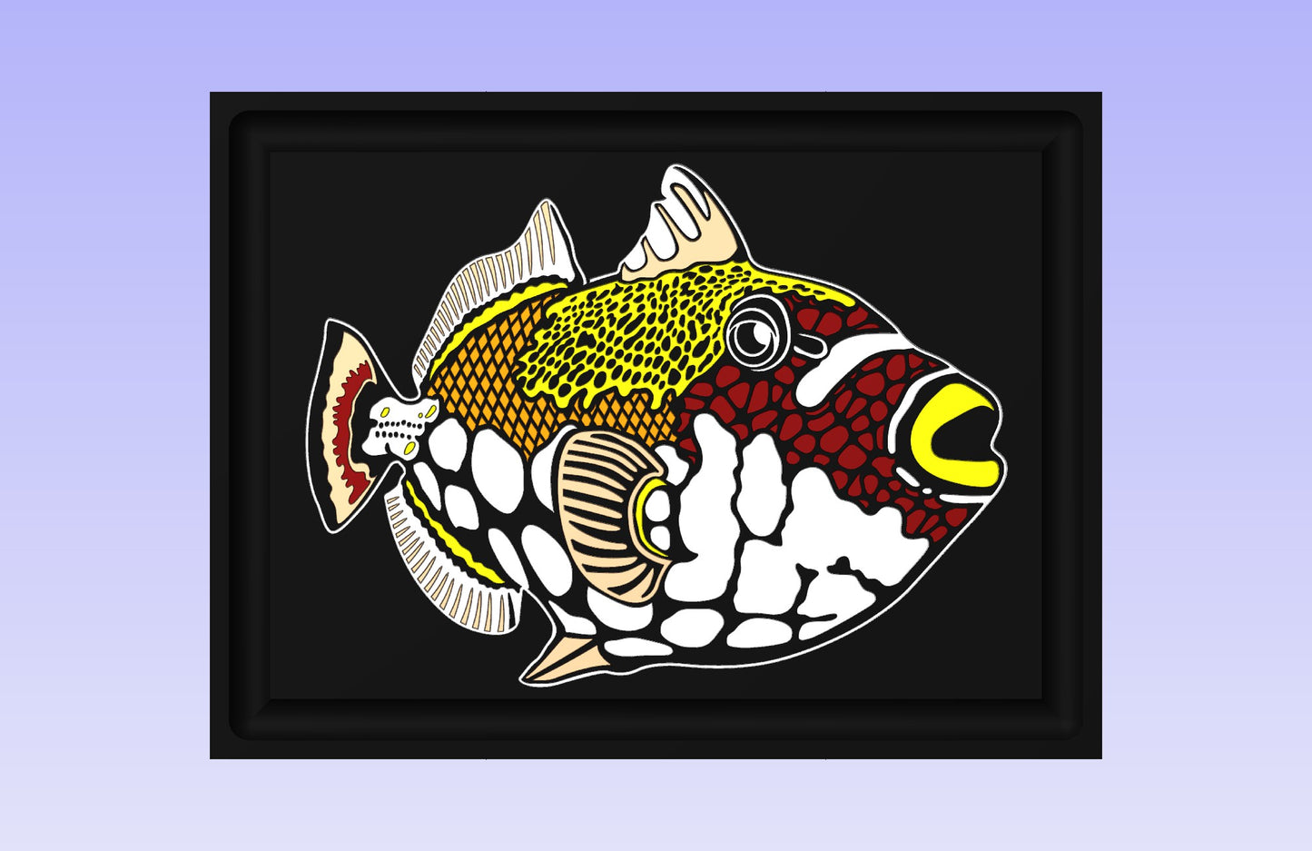 Clown Triggerfish board 16x12'' CNC inlay plan