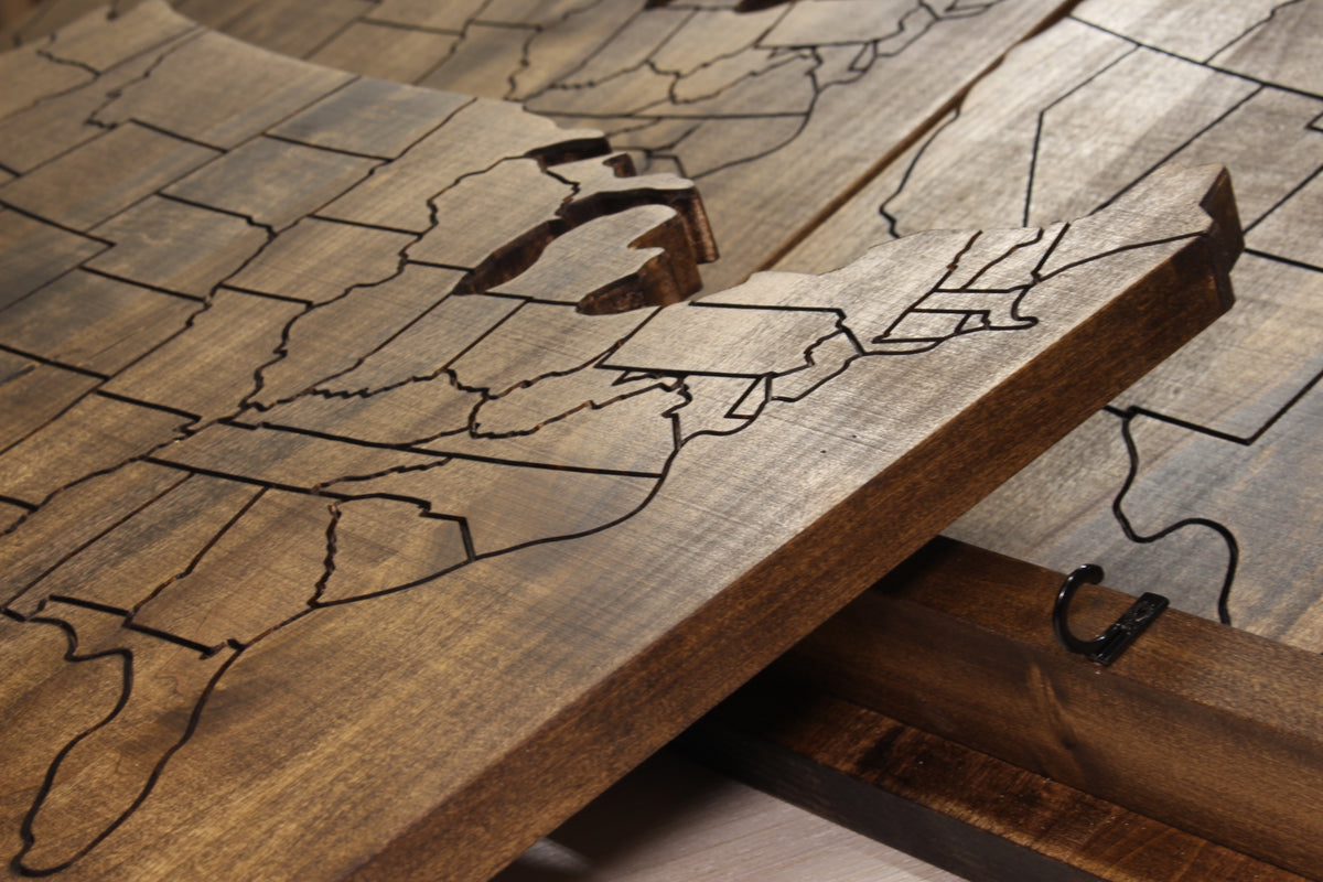 Oak Map - key holder. Making process. CNC Woodworking. Video 5 minute ...