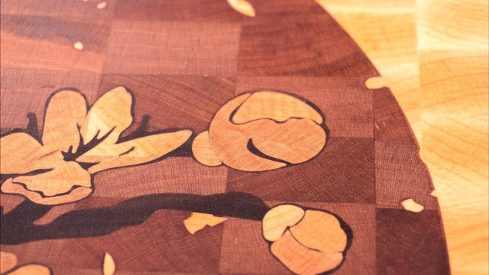The Sakura cutting board, chopping board. CNC Woodworking.