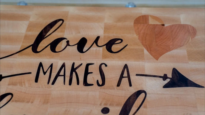 Personalized inlaid cutting board as a wedding gift. CNC Woodworking.