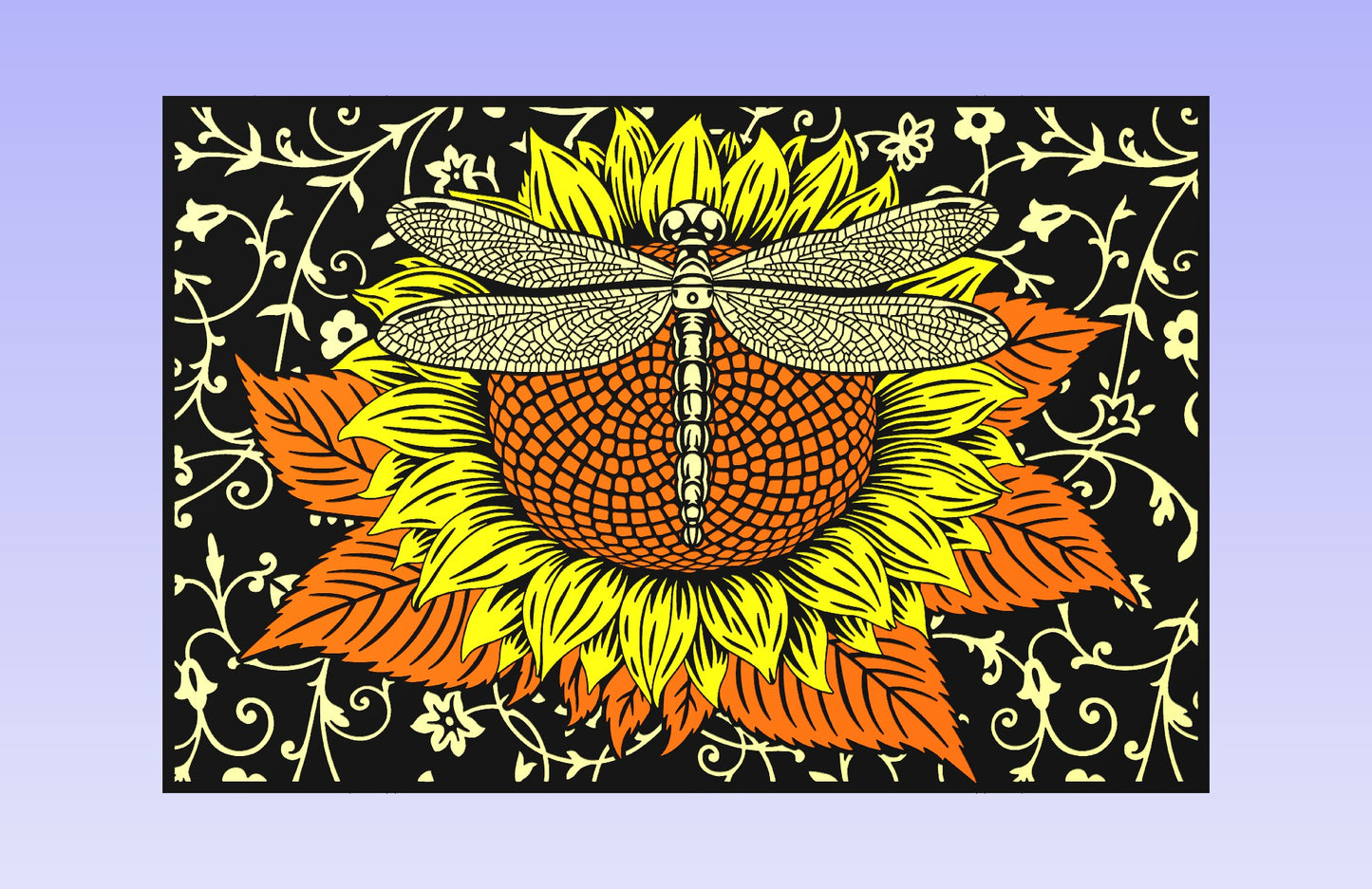 Sunflower & Dragonfly 18x12" CNC inlay plan
