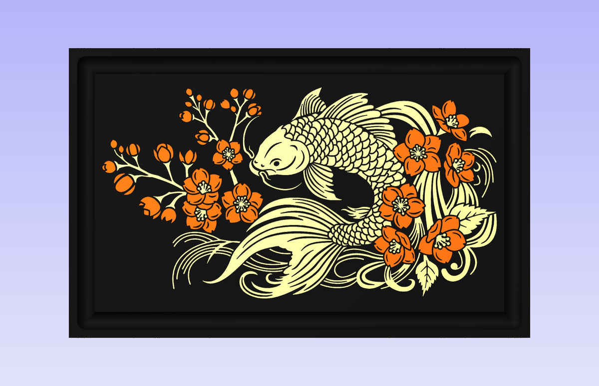 The Koi board 19*12" CNC inlay plan
