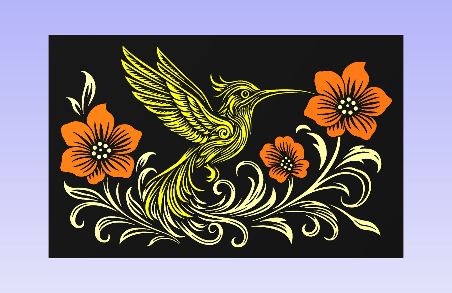 Golden Hummingbird 19x12" CNC inlay plan