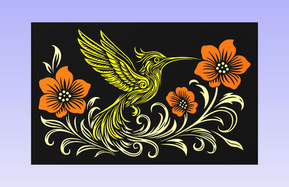 Golden Hummingbird 19x12" CNC inlay plan