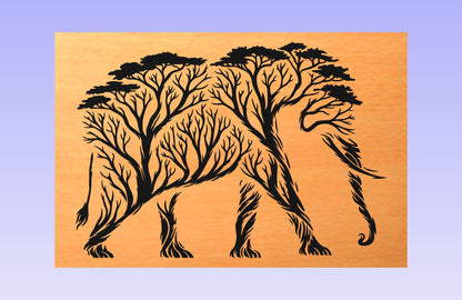 Acacia Elephant 18x12" CNC inlay plan