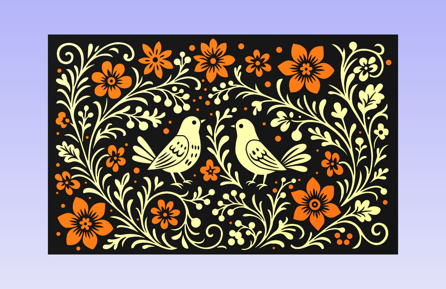 Gzhel-Inspired Birds 19x12" CNC inlay plan
