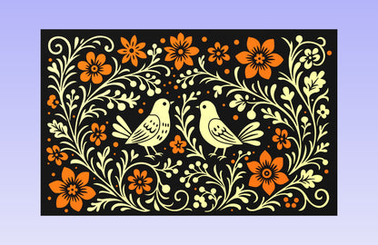 Gzhel-Inspired Birds 19x12" CNC inlay plan