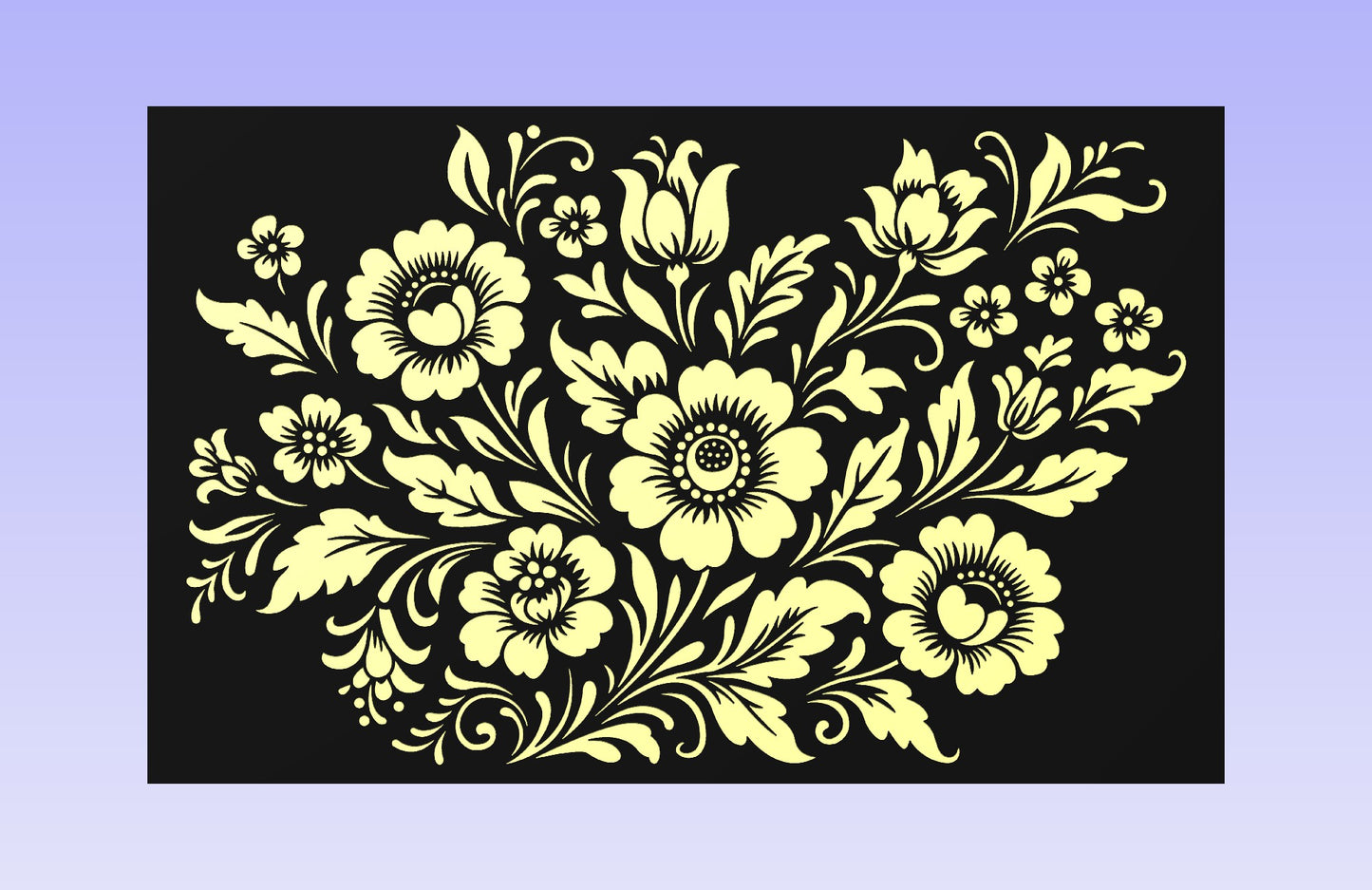 Gzhel-Inspired Blossoms 19x12" CNC inlay plan