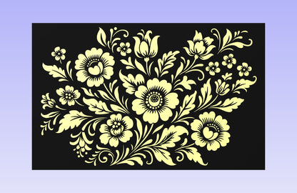 Gzhel-Inspired Blossoms 19x12" CNC inlay plan