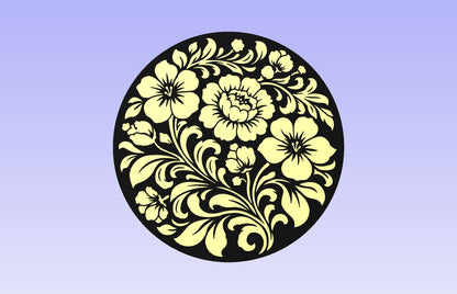 Flower Circle 12" Diameter CNC Inlay Plan