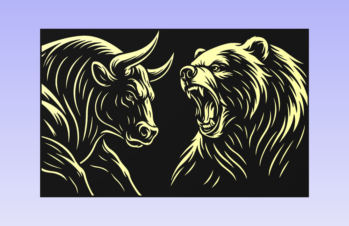 Bulls and Bears 19x12" CNC inlay plan