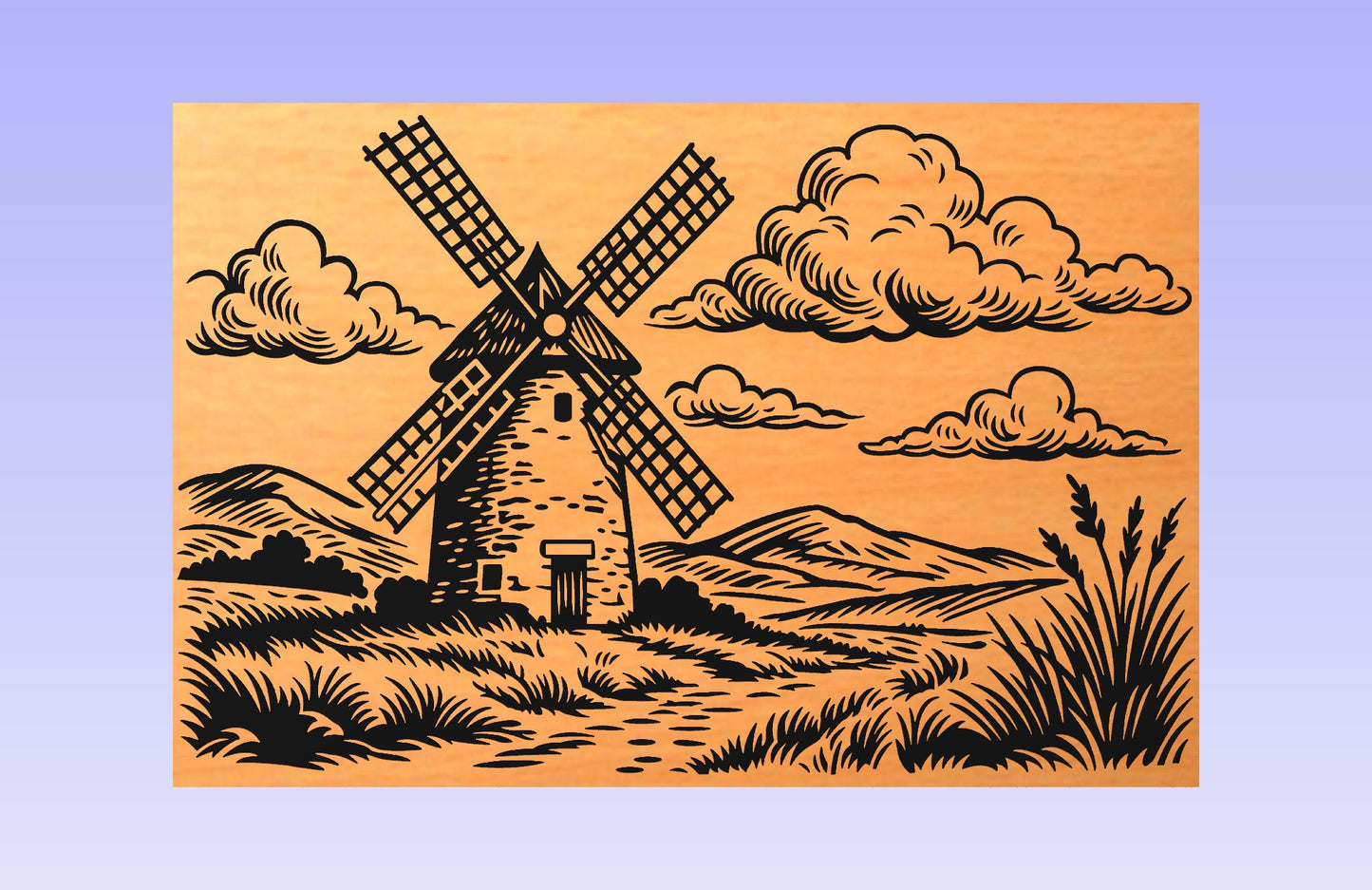 Rustic Windmill 18x12'' CNC inlay plan
