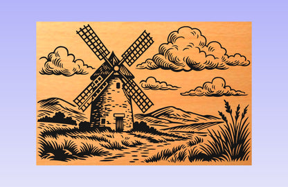 Rustic Windmill 18x12'' CNC inlay plan