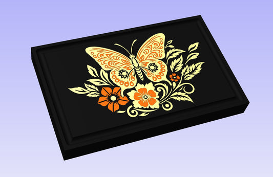 Butterfly Bloom 19x12" CNC inlay plan