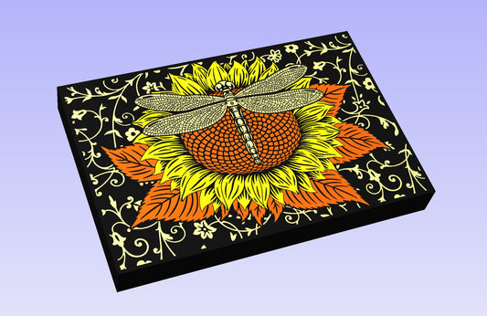 Sunflower & Dragonfly 18x12" CNC inlay plan