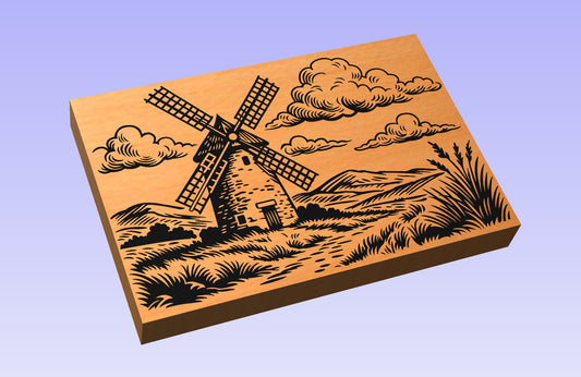 Rustic Windmill 18x12'' CNC inlay plan