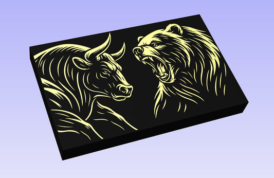 Bulls and Bears 19x12" CNC inlay plan