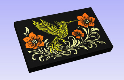 Golden Hummingbird 19x12" CNC inlay plan