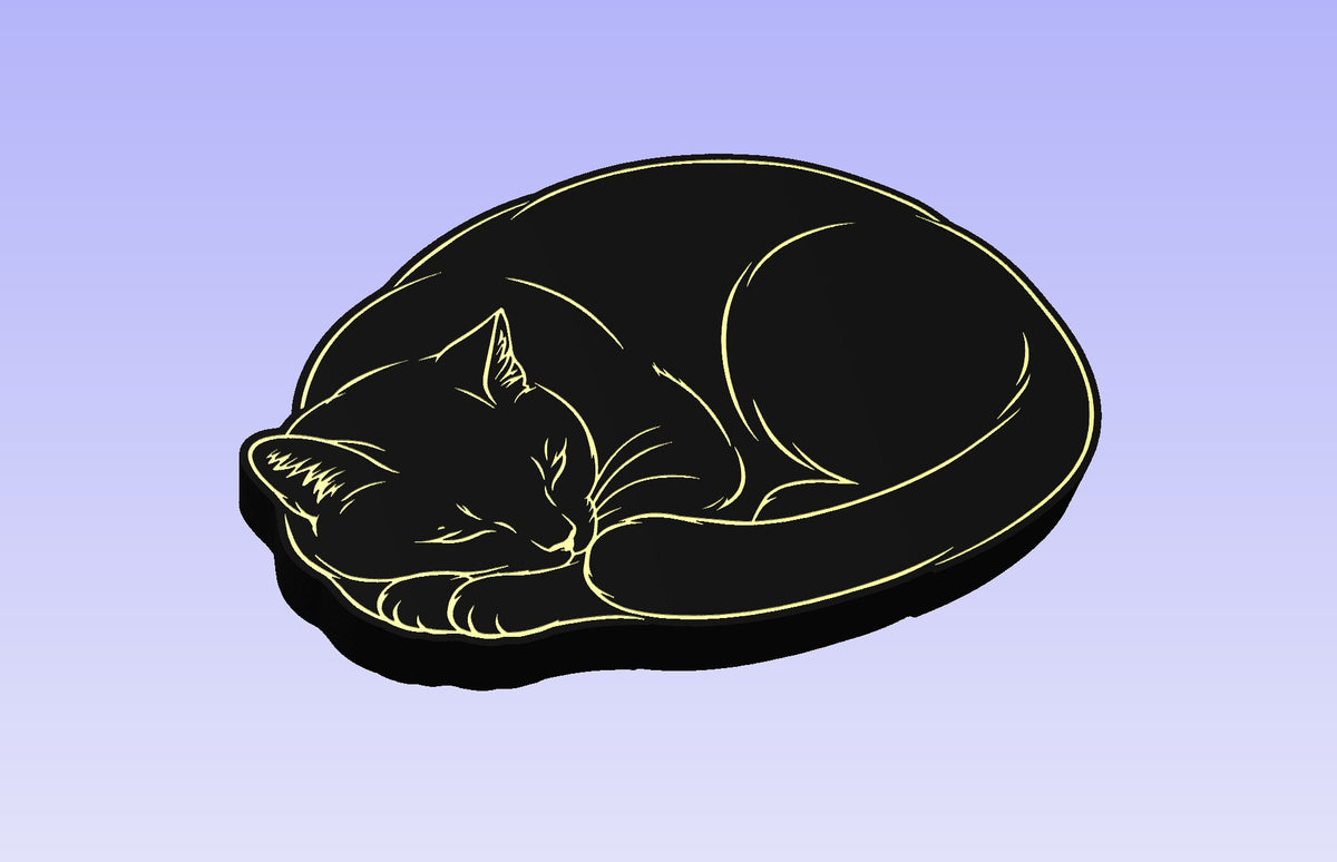 Sleeping Cat 19 x 12" CNC inlay plan
