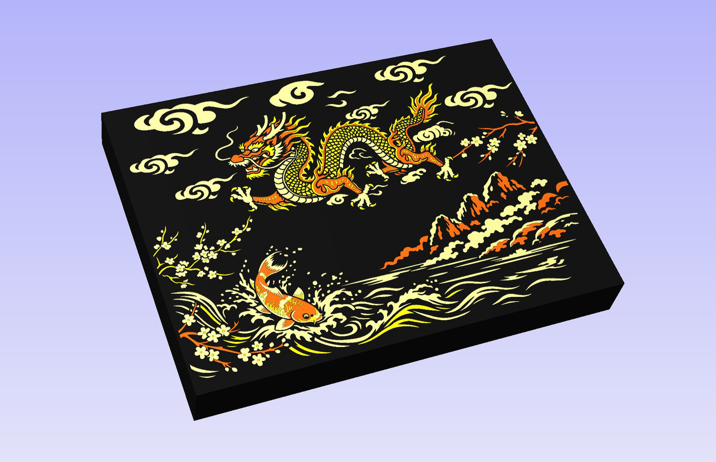 Dragon and Blossom 24x18" CNC inlay plan
