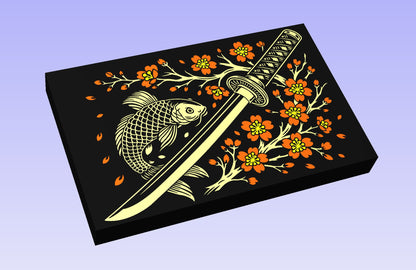 Blade and Blossom 18x12" CNC inlay plan