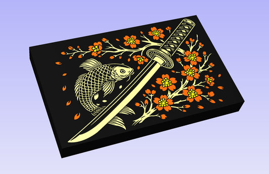 Blade and Blossom 18x12" CNC inlay plan