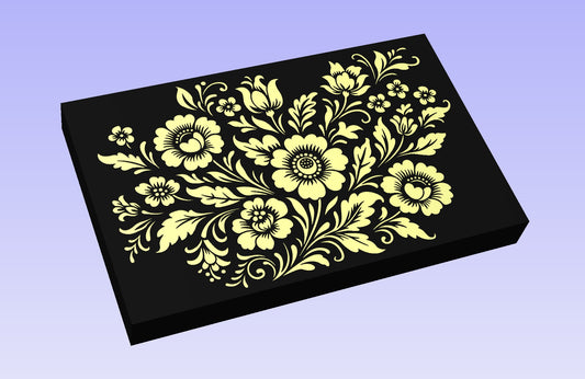 Gzhel-Inspired Blossoms 19x12" CNC inlay plan