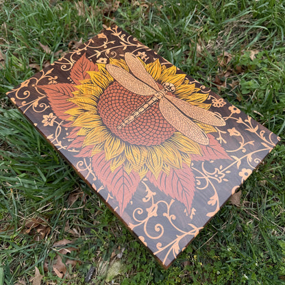 Sunflower & Dragonfly 18x12" CNC inlay plan
